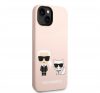 Karl Lagerfeld Silicone Karl & Choupette Apple iPhone 14 Plus hátlap tok, halvány rózsaszín