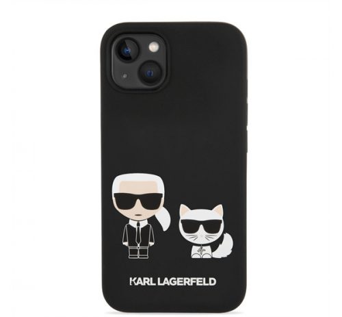 Karl Lagerfeld Liquid Silicone Karl & Choupette Apple iPhone 14 Plus Magsafe hátlap tok, fekete