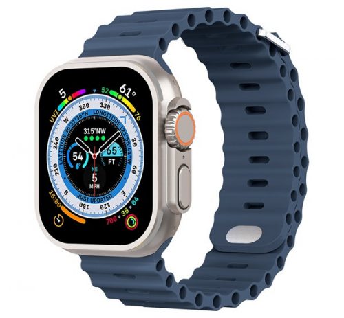 Phoner River Apple Watch 49/45/44/42 mm szilikon szíj, mélykék