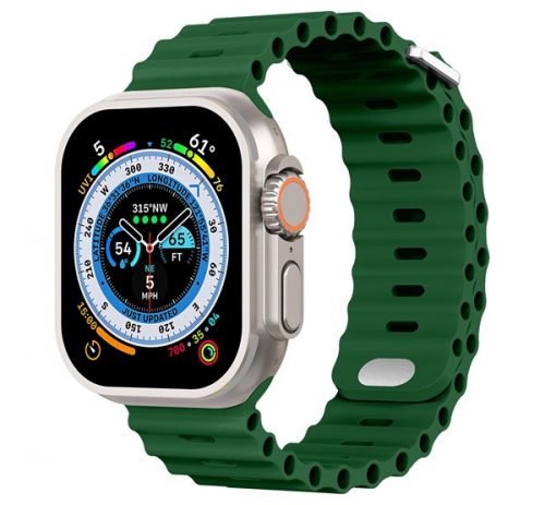 Phoner River Apple Watch 49/45/44/42 mm szilikon szíj, zöld