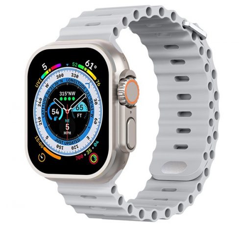 Phoner River Apple Watch 49/45/44/42 mm szilikon szíj, szürke