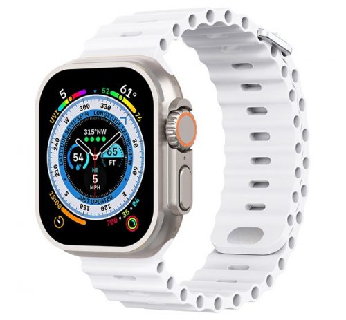 Phoner River Apple Watch 49/45/44/42 mm szilikon szíj, fehér