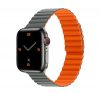 Phoner Rever Apple Watch forgatható mágneses szilikon szíj, 41/40/38mm, S/M, szürke/narancs