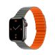 Phoner Rever Apple Watch forgatható mágneses szilikon szíj, 49/45/44/42mm, M/L, szürke/narancs