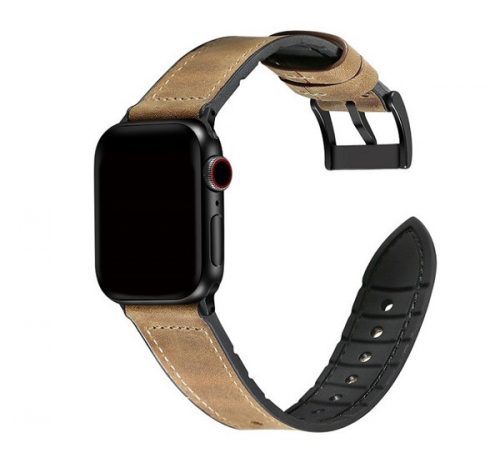 Phoner Stitch Apple Watch műbőr/szilikon szíj, 49/45/44/42mm, barna