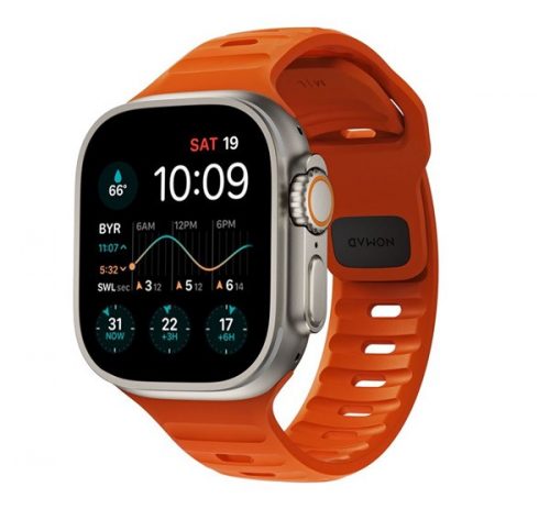 Nomad Sport Apple Watch 42/44/45/49mm M/L szíj, narancs