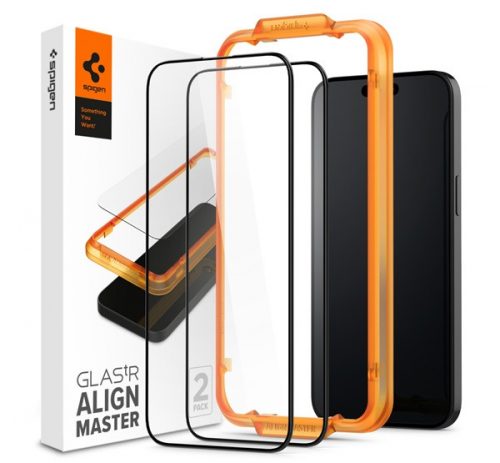 Spigen AlignMaster Glas.tR Apple iPhone 15 Pro, Tempered kijelzővédő fólia (2db)