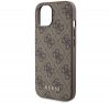 Guess 4G Metal Gold Logo Apple iPhone 15 hátlap tok, barna