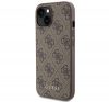 Guess 4G Metal Gold Logo Apple iPhone 15 hátlap tok, barna