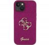 Guess Glitter Script Big 4G Apple iPhone 15 hátlap tok, lila