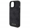 Guess Leather 4G Stamped Apple iPhone 15 hátlap tok, fekete