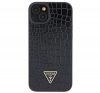 Guess Croco Triangle Metal Logo Apple iPhone 15 hátlap tok, fekete