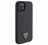 Guess Croco Triangle Metal Logo Apple iPhone 15 hátlap tok, fekete