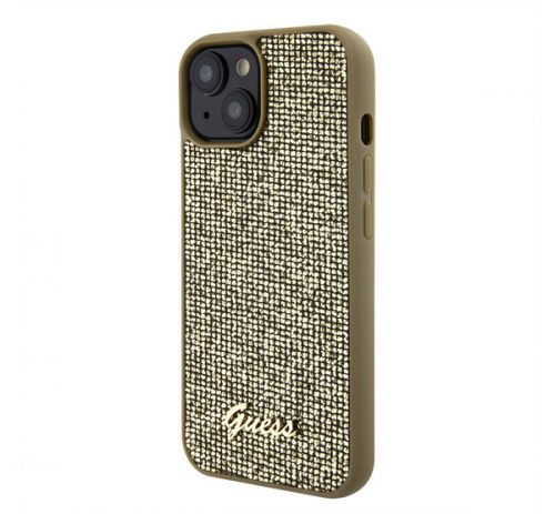 Guess Disco Metal Script Apple iPhone 15 hátlap tok, arany