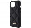 Guess Quilted Metal Logo Apple iPhone 15 hátlap tok, fekete