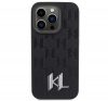 Karl Lagerfeld Leather Monogram Hot Stamp Metal Apple iPhone 15 Pro hátlap tok, fekete