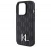 Karl Lagerfeld Leather Monogram Hot Stamp Metal Apple iPhone 15 Pro hátlap tok, fekete