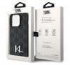 Karl Lagerfeld Leather Monogram Hot Stamp Metal Apple iPhone 15 Pro hátlap tok, fekete