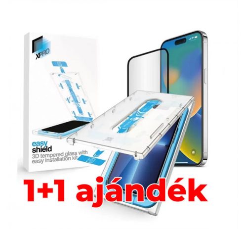 Apple iPhone 15 Pro Xprotector Easy Shield Tempered Glass 3D kijelzővédő üvegfólia, felhelyező készlettel