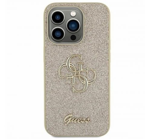 Guess PU Fixed Glitter 4G Metal Logo Samsung Galaxy S23 FE hátlap tok, arany