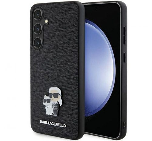 Karl Lagerfeld Saffiano Karl & Choupette Metal Pin Samsung Galaxy S24+ tok, fekete