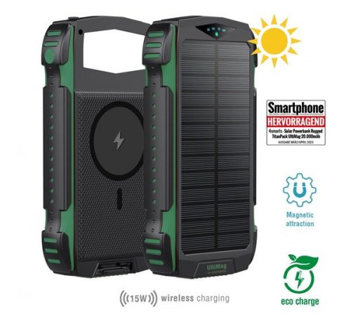 4smarts Rugged TitanPack UltiMag Solar külső akkumulátor,20000mAh, zöld