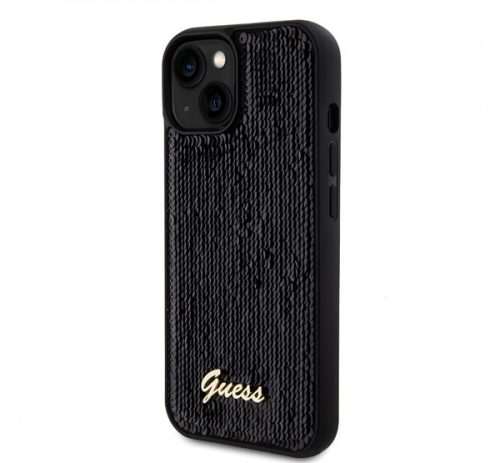 Guess Sequin Script Logo iPhone 15 Plus tok, fekete