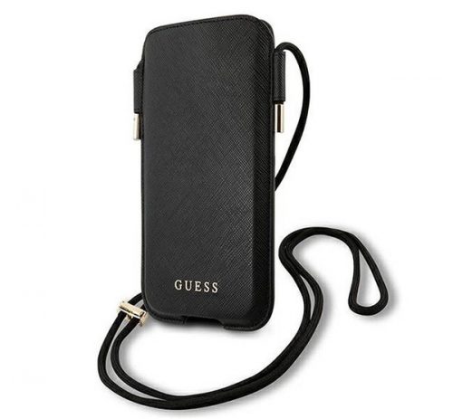 Guess Saffiano GUHCP12MSAPSBK 6,1" telefontartó táska, fekete 