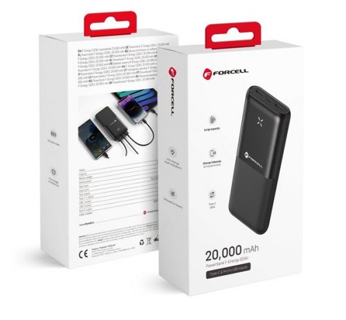 Forcell F-energy S20k1 külső akkumulátor / power bank, (2,4A/20 000 mAh) fekete