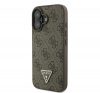 Guess PU 4G Strass Triangle Metal Logo Apple iPhone 16 hátlap tok, barna