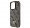 Guess PU 4G Strass Triangle Metal Logo Apple iPhone 16 Pro hátlap tok, barna