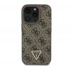 Guess PU 4G Strass Triangle Metal Logo Apple iPhone 16 Pro Max hátlap tok, barna