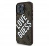 Guess PU Leather 4G Big Love Logo Apple iPhone 16 Pro Magsafe kompatibilis hátlap tok, barna