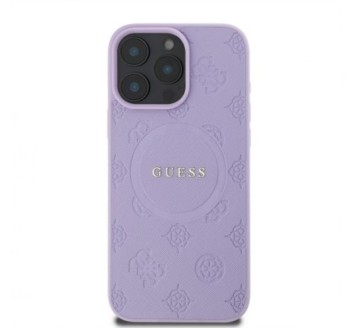 Guess Saffiano Peony Stamp Apple iPhone 16 Pro Magsafe kompatibilis hátlap tok, lila