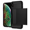 Apple iPhone 11, Szilikon tok, műanyag hátlappal, Spigen Slim Armor CS, fekete