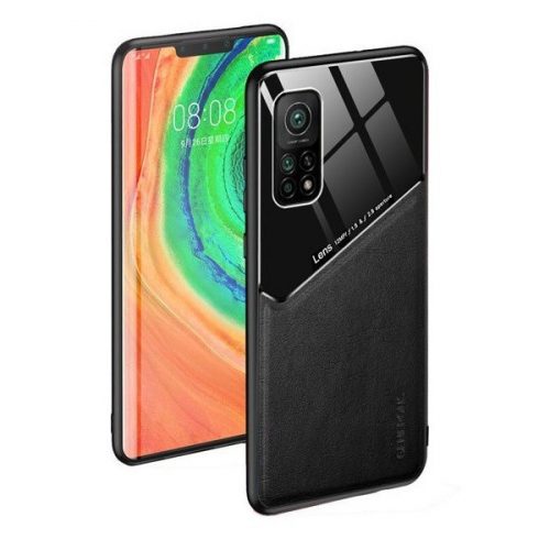 Huawei Mate 40 Pro Plus, Szilikon tok, bőr és plexi hátlap, közepesen ütésálló, mágneses tartóval kompatibilis, Wooze Texture, fekete