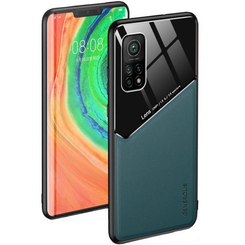 Samsung Galaxy M31 SM-M315F, Szilikon tok, bőr és plexi hátlap, közepesen ütésálló, mágneses tartóval kompatibilis, Wooze Texture, zöld