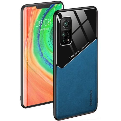 Huawei Y9a, Szilikon tok, bőr és plexi hátlap, közepesen ütésálló, mágneses tartóval kompatibilis, Wooze Texture, kék