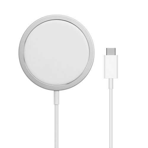 Apple iPhone 12 Mini / 12 / 12 Pro / 12 Pro Max, vezeték nélküli mágneses töltő, Qi Wireless, gyorstöltés, Magsafe töltő és tok kompatibilis 15W, Wooze Magsafe Charger, fehér