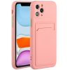 Huawei P50 / P50E, Szilikon tok, kártyatartóval, Wooze Card Slot, rózsaszín