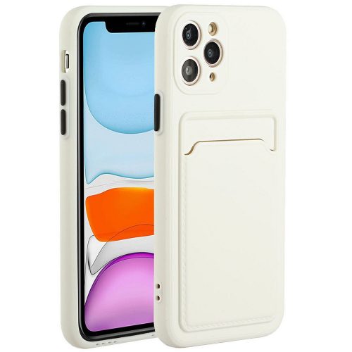 Samsung Galaxy A12 / A12 Nacho / M12 SM-A125F / A127F / M127F, Szilikon tok, kártyatartóval, Wooze Card Slot, fehér