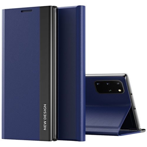 Huawei P Smart (2021), Oldalra nyíló tok, stand, Wooze Silver Line, sötétkék