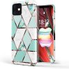 Samsung Galaxy A31 SM-A315F, Szilikon tok, sokszöges márvány minta, Wooze Geometric Marble, színes/zöld