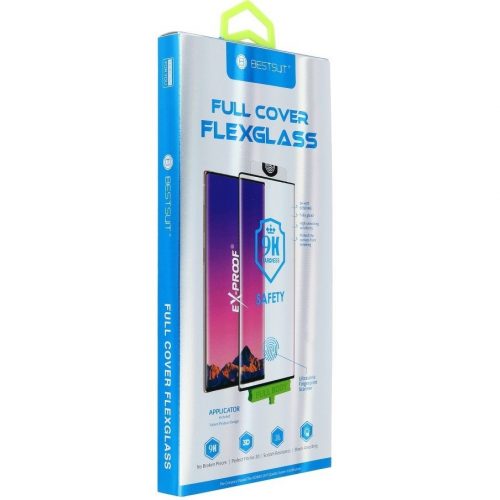 Samsung Galaxy S22 5G SM-S901, Kijelzővédő fólia, ütésálló fólia, Tempered Glass (edzett üveg), ujjlenyomat támogatás, 5D, Full Cover, Nano Flexi Glass, fekete