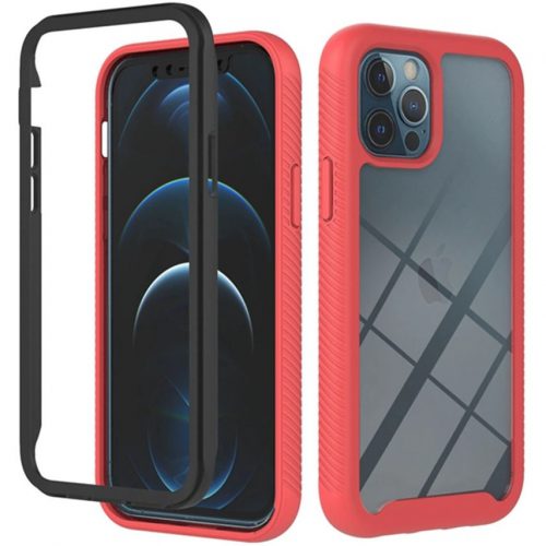 Motorola Moto G100 / Edge S, Szilikon hátlap és műanyag előlapi tok, elő- és hátlapi üveggel, közepsen ütésálló, Wooze Power Case, fekete/piros