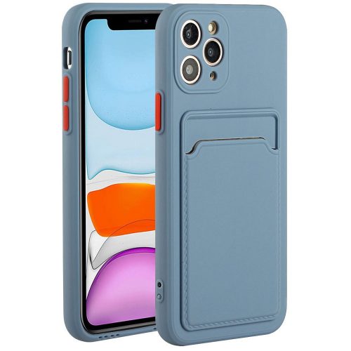 Samsung Galaxy A23 4G / A23 5G SM-A235F / A236U, Szilikon tok, kártyatartóval, Wooze Card Slot, leander-szürke