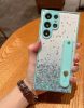 Huawei P40, Szilikon tok, közepesen ütésálló, kézpánttal, színátmenetes, csillogó minta, Wooze Strap Star, mintás/menta