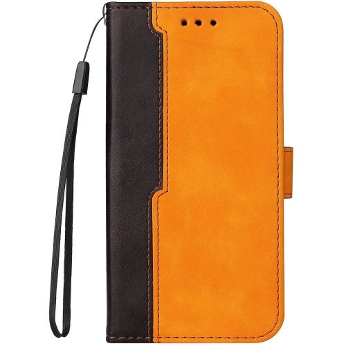 Samsung Galaxy A12 / A12 Nacho / M12 SM-A125F / A127F / M127F, Oldalra nyíló tok, stand, kártyatartóval, kézpánttal, Wooze Colour Wallet, narancssárga