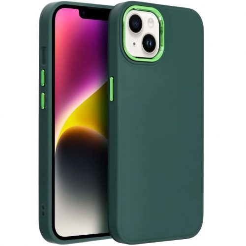 Samsung Galaxy A34 5G SM-A346B, Szilikon tok, közepesen ütésálló, fémhatású kamera keret, Frame Case, zöld