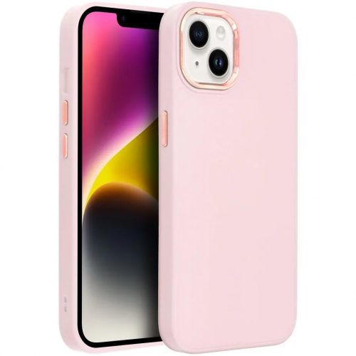 Samsung Galaxy A52 / A52 5G / A52s 5G SM-A525F / A526B / A528B, Szilikon tok, közepesen ütésálló, fémhatású kamera keret, Frame Case, rózsaszín